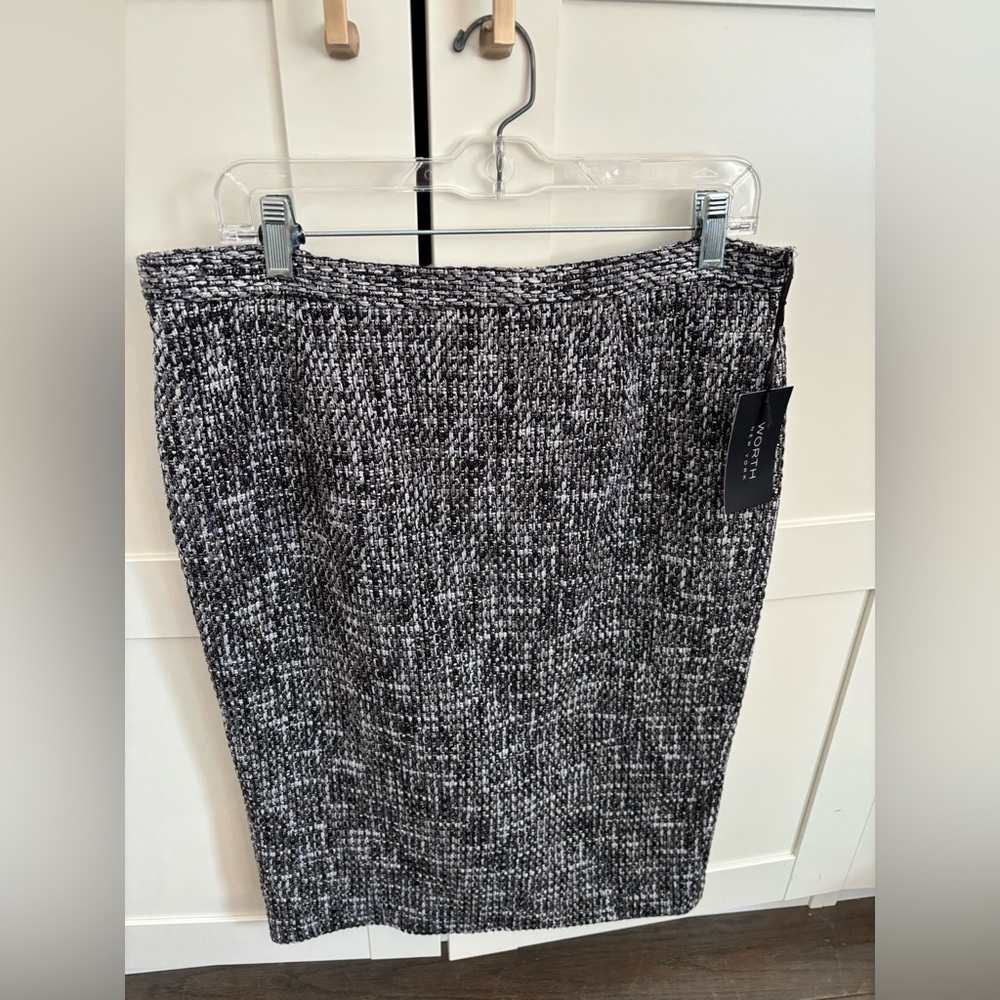 Worth Women's Metallic Silver & Black Skirt Holiday Party Cocktail Size 12 NWT
